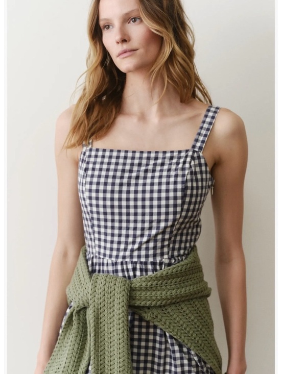 Lord & Taylor Dresses & Skirts - Gingham Square Neck Sundress in Navy and White